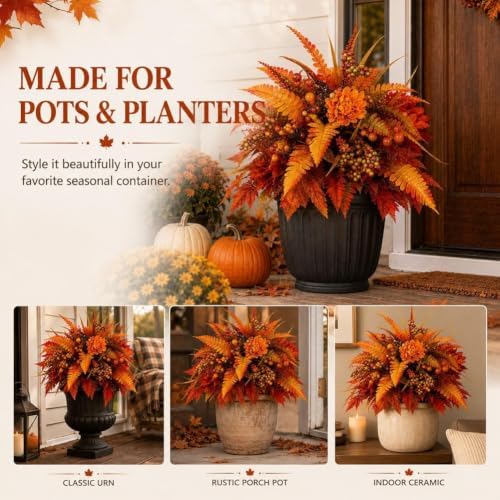 2pcs Fall Harvest Floral Arrangement, Flower Garden Stake Set 15.8in - Image 5
