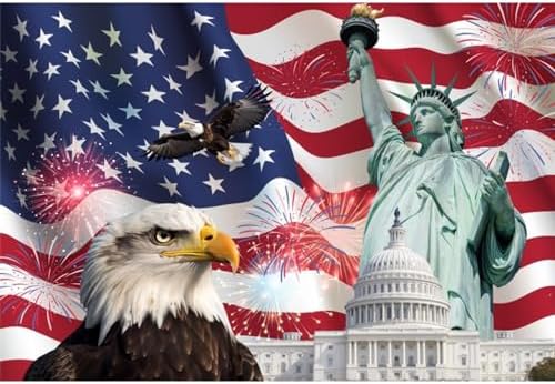 American Flags Backdrop 10x8ft Fabric 4th of July Backdrop for Independence Day Party Decoration Patriotic Backdrops Statue of Liberty Photos American Theme Party Memorial Day Backdrop by OFILA