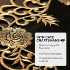 Decozen Set of 8 Doilies for Table, Lace Doilies - Rustic, Crochet, Farmhouse, Kitchen, Dining Table Centerpiece Decor - Round Christmas Placemats - 15 inch Gold Black, The Tarantino Collection - Image 2