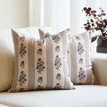 Amor Virisso Floral Throw Pillow Covers 20x20 Set of 2 Block Print Pillow Covers Neutral Floral Striped Farmhouse Decorative Pillow Covers for Sofa Couch Bed, Light Taupe by AffordableFloralPrintMaker