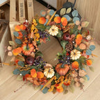 Fall Wreaths for Front Door 24 Inch Autumn Rustic Farmhouse Harvest Wreath - Image 2