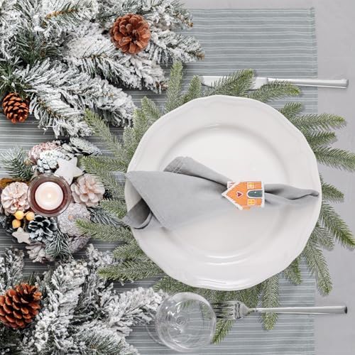 Christmas Placemats Set of 6 Artificial Powder Snow Wreath Charger - Image 3
