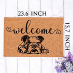 Funny Coir Doormat Bulldog Welcome Front Door Porch Patio Entry Decor Mat For The Entrance Way Outdside Enter Personalized Heavy-Duty PVC Back Non Slip Outdoor Coconut Doormat 23.6 x 15.7 inch - Image 5
