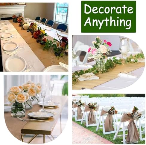 Shatex 14''x150ft Burlap Table Runner, High Density Burlap Roll for Rustic Wedding ,Outdoor Tables, Farmhouse Style Party, Home Decor for Christmas Festival Wedding Celebrate, 1roll 50yard - Image 5