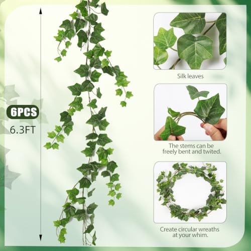 RECUTMS 6 Pack Artificial Vines Ivy Garland Fake Vines for Room Decor 6.3Ft - Image 3