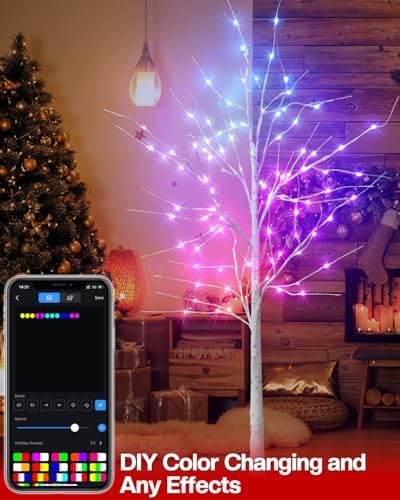 6FT Smart LED Birch Tree, App Control RGB Color Changing Light, Music Sync - Image 5