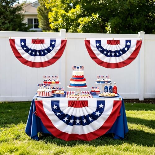 3 Pack 3x6 Ft USA Pleated Fan Flag, American Bunting Flag Patriotic Half Fan Banner 4th of July Decorations Outdoor Memorial Day Decor Fourth July Independence Day Outside Red White and Blue Decor - Image 5