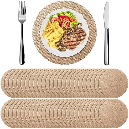 100 Pieces Round Burlap Placemats Bulk 11.8 Inch Boho Table Mats by Mifoci