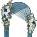 Ting's time Wedding Arch Flowers Pack of 2 Artificial Silk Large Flower Swag Welcome Sign Floral Swag Reception Backdrop Floral Decor for Fall Wedding Party Ceremony (Dusty Blue & White) by TingsTime