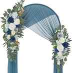 Ting's time Wedding Arch Flowers Pack of 2 Artificial Silk Large Flower Swag Welcome Sign Floral Swag Reception Backdrop Floral Decor for Fall Wedding Party Ceremony (Dusty Blue & White) by TingsTime