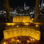 WYMM Happy Birthday Light Up Letters, 30 Tea Lights & 2000 Rose Petals by Wymm_SayYes