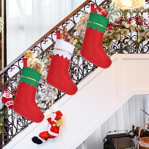 60Pcs 17" Felt Christmas Stocking Bulk, Red Christmas Socks Bulk with White Cuff Golden Trim, Christmas Hanging Ornaments Xmas Decoration for Mantel Door Window Holiday Home Décor - Image 6