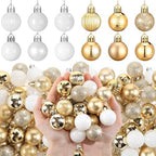 Shappy 216 Pcs Mini Christmas Ball Ornament 1.18 Inch,White, Gold by Shappy