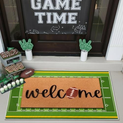 Dunzy 2 Pcs Football Doormat, Layered Welcome Mat for Front Porch by Dunzy