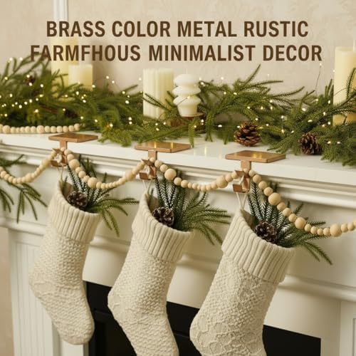MorningRo 6 Pack 2 in 1 Stocking Holders for Mantle, Brass - Image 5