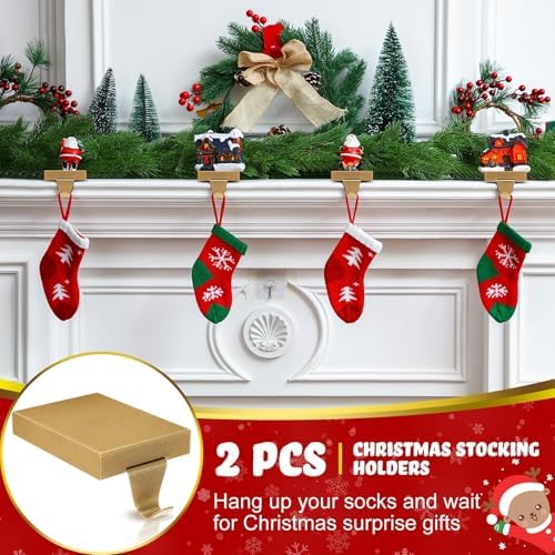 Zonon 4 Pcs Christmas Stocking Holders for Mantle, Gold - Image 3