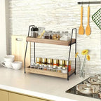 Bathroom Vanity Organizer 2-Tier Wood Countertop Storage Counter Shelf for Makeup Skincare Perfume Jewelry Tray Spice Rack Nature - Image 3