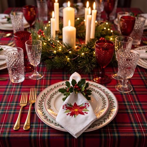 HunnmingRe 12 Pcs Christmas Poinsettia Cloth Napkins, 17x17 Inch - Image 4