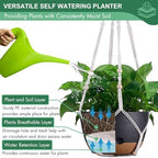3 Pack 8/10/12 Inch Self-Watering Hanging Plant Pot Chain& Macrame Hangers - Image 5