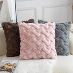 Yaertun Set of 2 Decorative Throw Pillow Covers Thick Plush Wool Throw Pillows Super Soft Luxury Faux Rabbit Fur Velvet Cushion Covers for Couch Sofa Bed Living Room 26x26 Inch Pink - Image 5