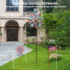 Wind Spinners Outdoor, 84" Large Metal Kinetic Wind Sculptures for Garden, Classic Yard Art with 2 Piece Welcome Flag Decoration - Image 2