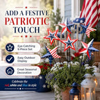 6 Pcs 4th of July Decorations Outdoor,19" Patriotic Metal Barn Stars Decorative Garden Stakes for Independence Day,Americana Patriotic Yard Signs Decor for Garden Lawn Porch - Image 6
