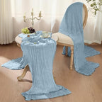 Dusty Blue Cheesecloth Table Runner 120inch Boho Gauze Home Decor - Image 3