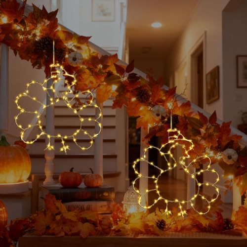 2 Pcs Light Up Turkey Lights Decorations Indoor, Thanksgiving Window Decorations Thanksgiving Lights Battery Operated Fall Lighted Window Decor with Timer & 8 Modes for Home - Image 4