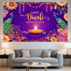 10X8fT Happy Diwali Party Backdrop Decorations Indian Festival of Lights Diwali Photography Background for Light Celebration Festival Party Photo Props Booth Banner Supplies - Image 5