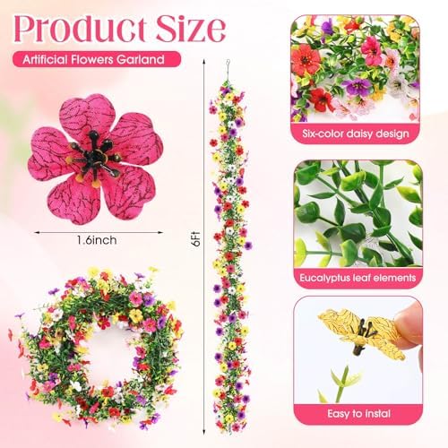 8 Pcs 6 ft Artificial Flowers Wisteria Garland, Multicolor - Image 2