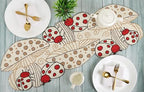 CLEENTABLE Beaded Table Runner, Red & White, 13x36 - Image 3