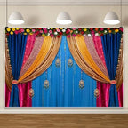 10x6.5ft Indian Traditional Backdrop Colored Curtains Marigold Background - Image 6
