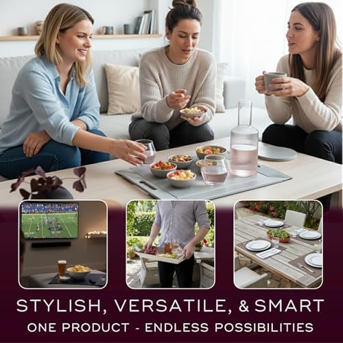 2-in-1 Serving Tray & Placemat | Faux Leather & Reversible - Image 4