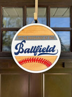 Wood front door sign Wood sign Home decor Welcome sign Sign for front door House warming gift Wedding gift (Ballfield-DS011(NB) S003, 22" Width) - Image 2