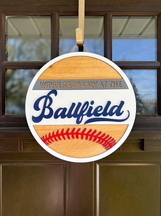 Wood front door sign Wood sign Home decor Welcome sign Sign for front door House warming gift Wedding gift (Ballfield-DS011(NB) S003, 18" Width) - Image 2