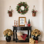 Artificial Christmas Wreath with Balls, 16" Christmas Wreath for Front Door with Pine Cones Red Berries and Eucalyptus Leaves Christmas Decorations, Wall Porch Indoor Outdoor Winter Decor(Red) - Image 6