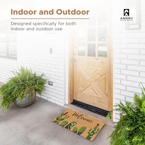Coir Welcome Mat, Non-Slip, Cactus, 17 x 29 in - Image 6