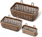 AceList Wall Hanging Basket, Boho Style Hand-Woven Hanging Storage Baskets - Set of 3, Ideal for Boho Room Decor, Kitchen, Garden, and Living Room(Brown) by AceList