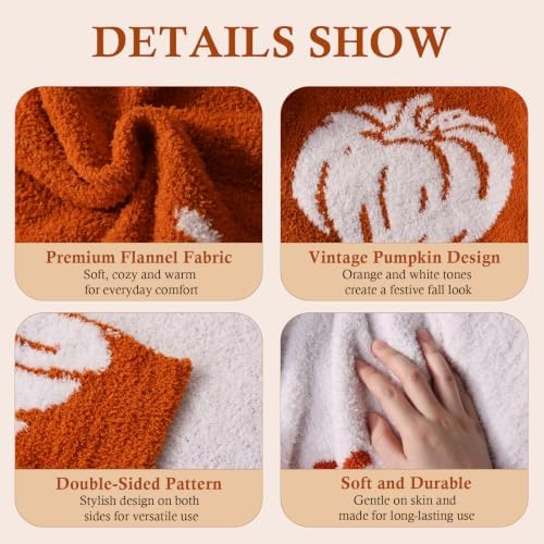 MelonBoat Fall Throw Blanket, Burnt Orange Pumpkin Soft Fuzzy Halloween Blanket for Couch, Cozy Lightweight Fall Decorative Blanket for Sofa Bed Living Room Office, 50 x 60 Inch - Image 3