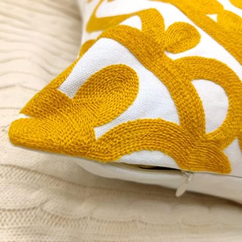 Alysheer Embroidered Decorative Throw Pillow Cover 20"x 20", 1pc Mustard - Image 5