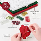 Bucilla Felt Applique 18" Stocking Making Kit, Reindeer Crossing, Perfect for DIY Arts and Crafts - Image 3