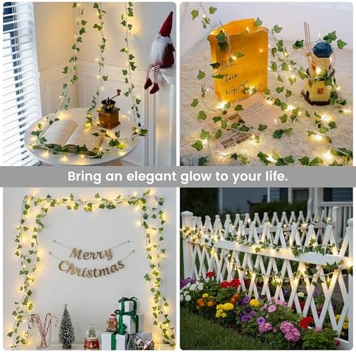 Vine with Fairy Lights, 23 FT 73 LED Ivy Leaf Lights Indoor Plug in, Fake Vine String Lights for Bedroom, Dorm, Wall, Party, Garden, Birthday, Wedding, Room Decor, Warm White - Image 3