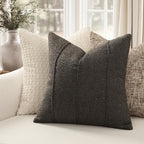 YCOLL Textured Boucle Throw Pillow Covers 20x20 Pack of 2 - Soft Neutral Striped Cushion Covers, Cozy Accent Decorative Pillow Covers for Couch, Sofa, Bed, Living Room (Dark Gray) - Image 2
