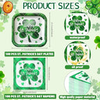 Domensi 200 Pcs St Patrick's Day Paper Plates and Napkins Includes 8.54'' Shamrock Plaid Dinner Plates and Disposable Napkins for St Patrick's Day Party Disposable Dinnerware Tableware Set - Image 3