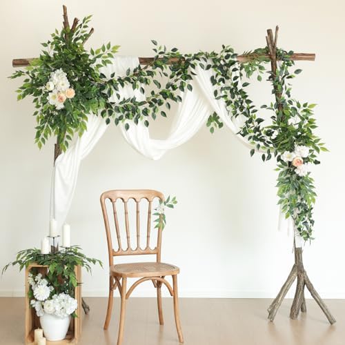 mizii 5 Packs 390" Artificial Vines Ficus Garland Fake Vine Silk Green Leaves Faux Plants Greenery Decoration for Bedroom Room Wall Party Table Centerpieces Wedding Arch Decor - Image 6