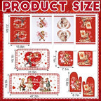 VitalCozy Set of 10 Valentines Kitchen Decor Vintage Kitchen Towels and Rugs Oven Mitts and Pot Holders Absorbent Tea Hand Towels for Accessories Gift - Image 3