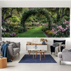 7 * 16FT Summer Garage Door Cover Decorations Sunset Palm Trees Garage Door Banner for Outdoor Indoor Summer Party Photography Backdrop (Green leaf arch, 7 * 16 ft) - Image 6