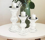 Homebia Design Antique White Wooden Candle Holder Set of 3 –10, 8, 6 Inch by HomebiaDesigns