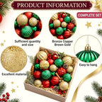 Syhood 64 Pcs Christmas Tree Decoration Ball Ornaments, Red Green - Image 4