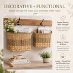 11.6 & 9.6 Inch Set of 2 Handwoven Wicker Hanging Baskets, Boho Wall Decor - Image 4